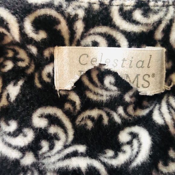 Nightgown Medium CELESTIAL DREAMS Dark Gray Pink Long Sleeves Cold Weather Gown - Picture 2 of 8